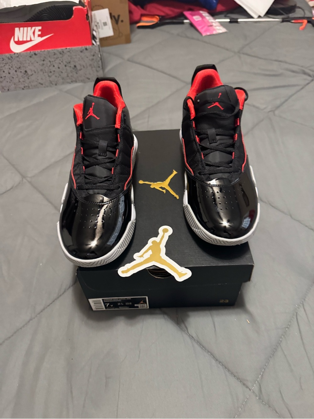 Jordan Stay loyal Black and Red Low-Top Basketball Sneakers